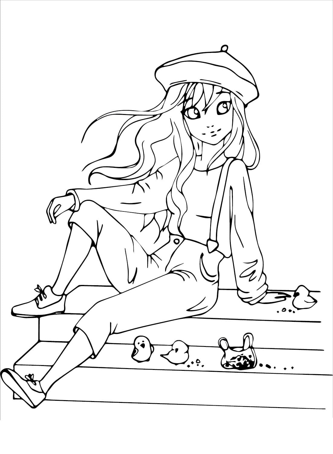 Coloriage imprimable Fille Ado #194505 de la collection Famille et Amis à colorier aux crayons