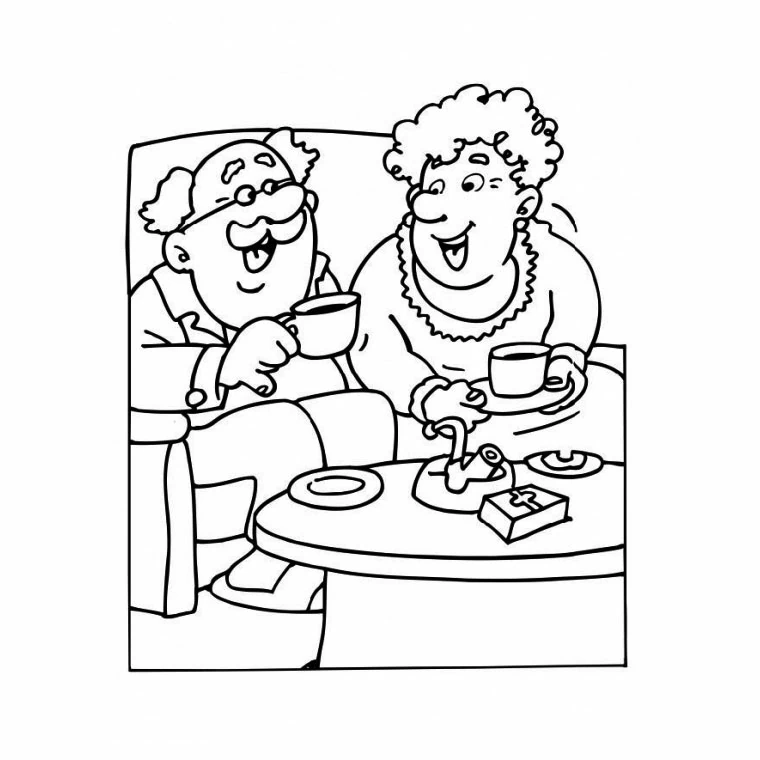 Coloriage gratuit Grand parents #150655 de la collection Famille et Amis à imprimer