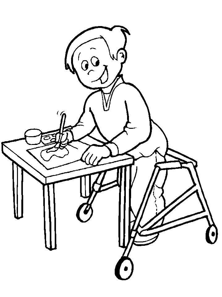 Illustration au trait Handicapé #98414 de la collection Famille et Amis à colorier gratuitement Illustration au trait Handicapé #98414 de la collection Famille et Amis à colorier gratuitement