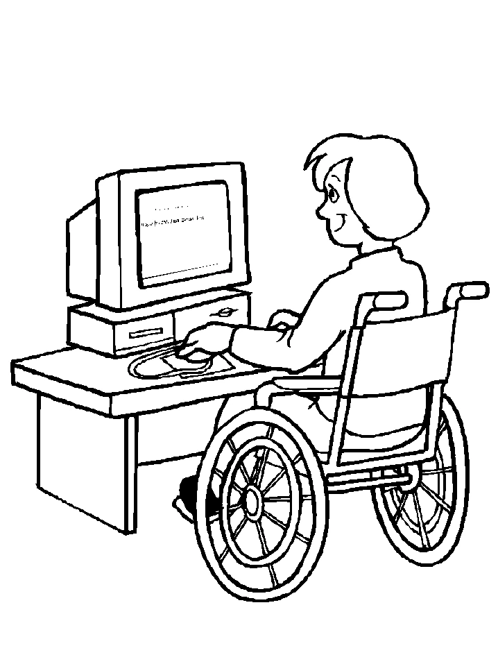 Coloriage imprimable Handicapé #98420 de la collection Famille et Amis à colorier aux crayons