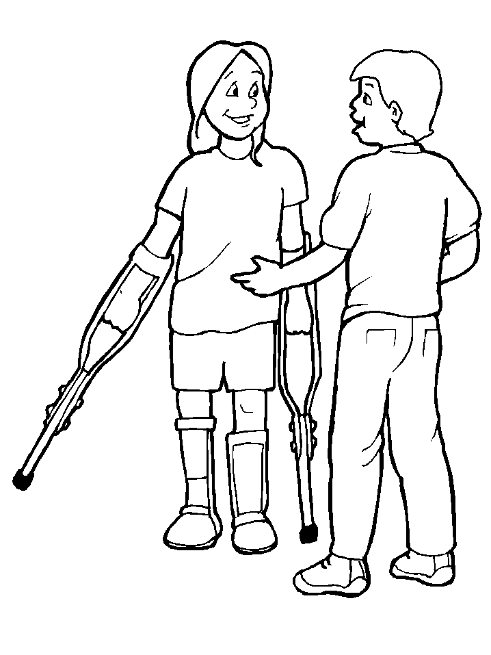 Coloriage imprimable Handicapé #98429 de la collection Famille et Amis à colorier aux crayons