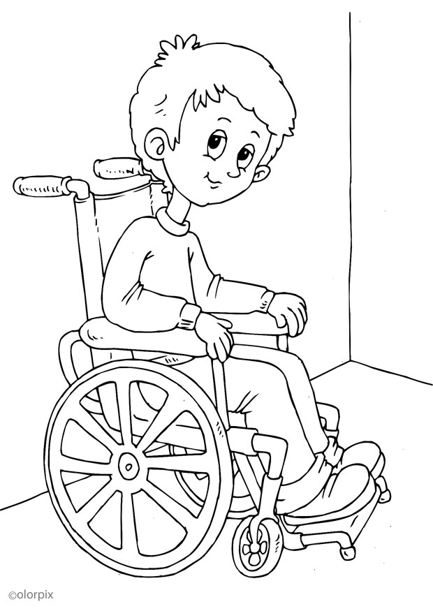 Page de coloriage Handicapé #98445, collection Famille et Amis, à imprimer et colorier