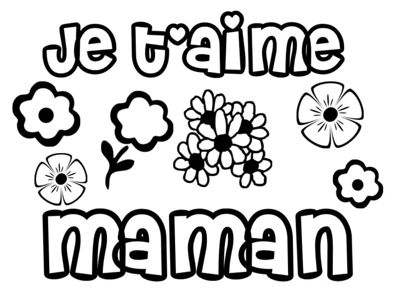Coloriage gratuit Je t’aime maman #192346 de la collection Famille et Amis à imprimer