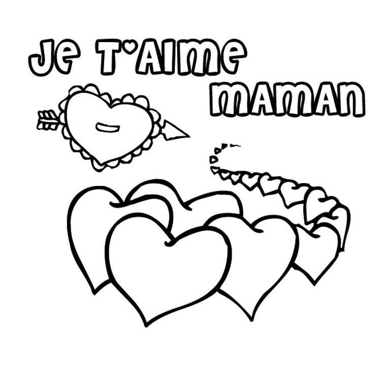 Dessin Je t’aime maman #192353 à colorier de la série Famille et Amis, gratuit à télécharger et imprimer