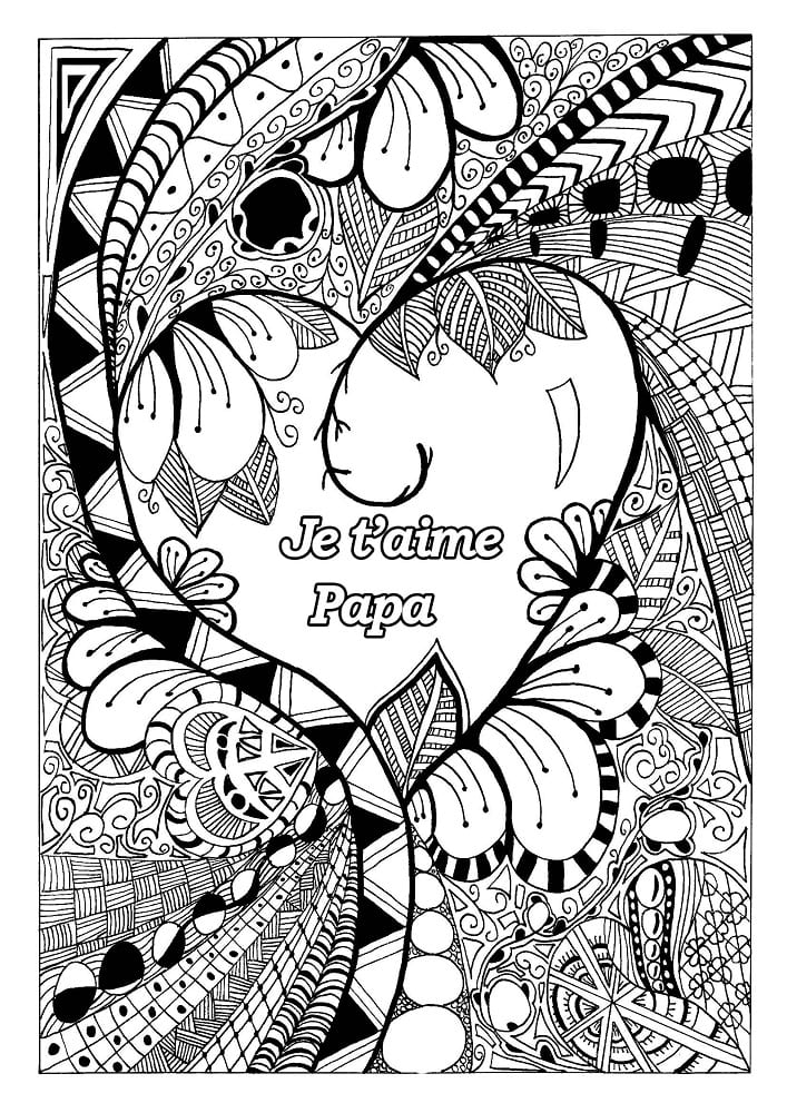 Coloriage Je t’aime papa #191628 à imprimer gratuitement, extrait de la collection Famille et Amis