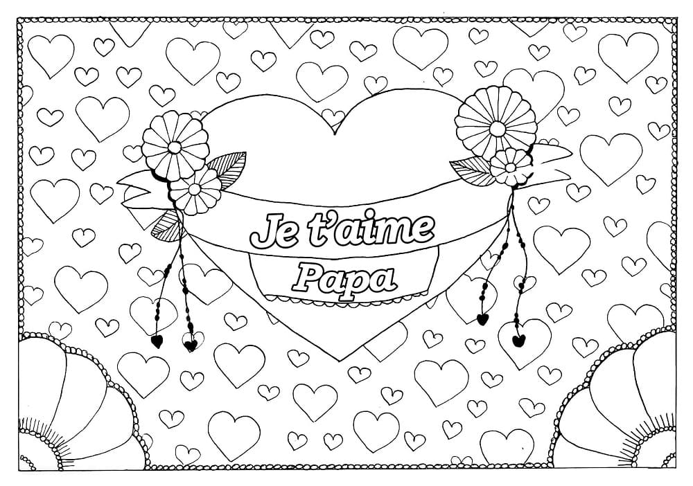 Coloriage gratuit Je t’aime papa #191629 de la collection Famille et Amis à imprimer