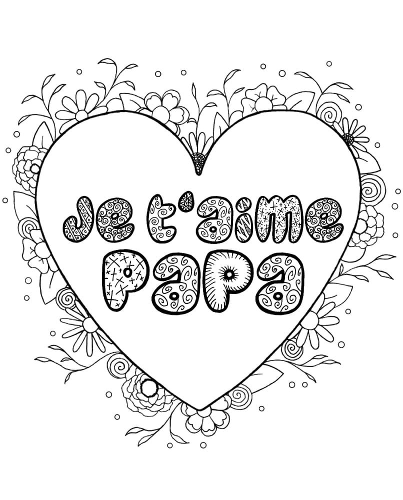 Coloriage gratuit Je t’aime papa #191637 de la collection Famille et Amis à imprimer