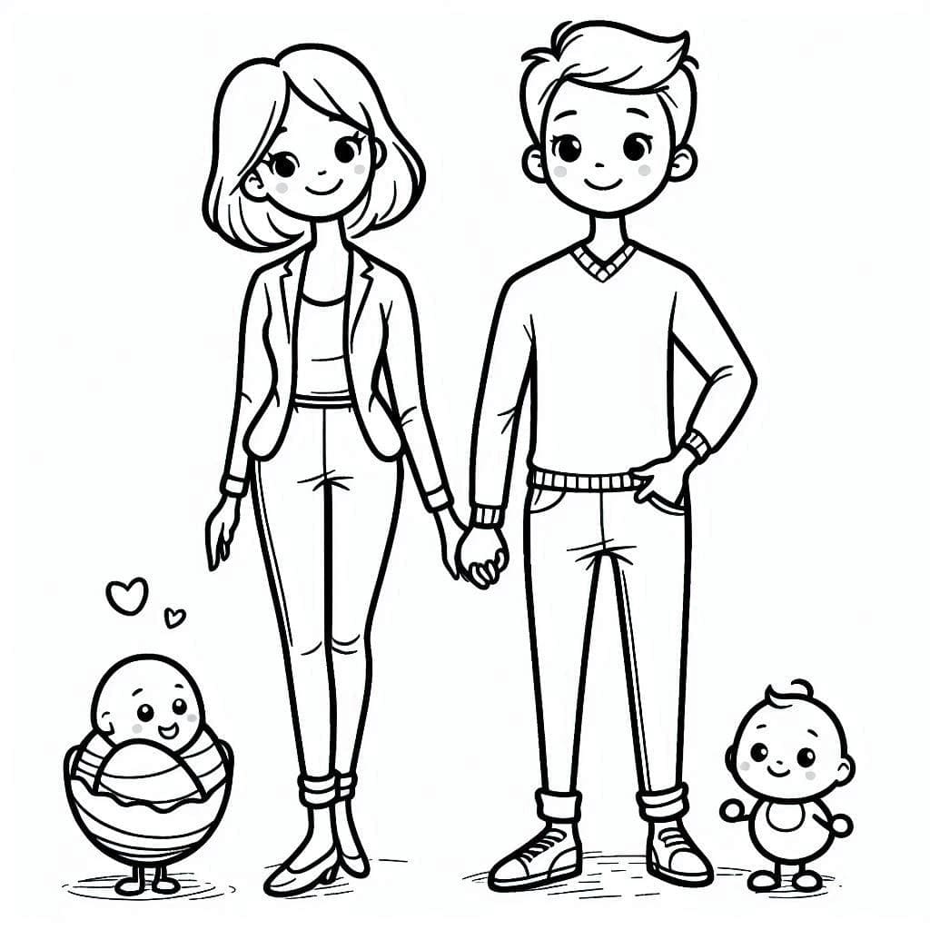 Dessin à colorier: Maman et Papa (Famille et Amis) #217759 - Coloriages à Imprimer Gratuits