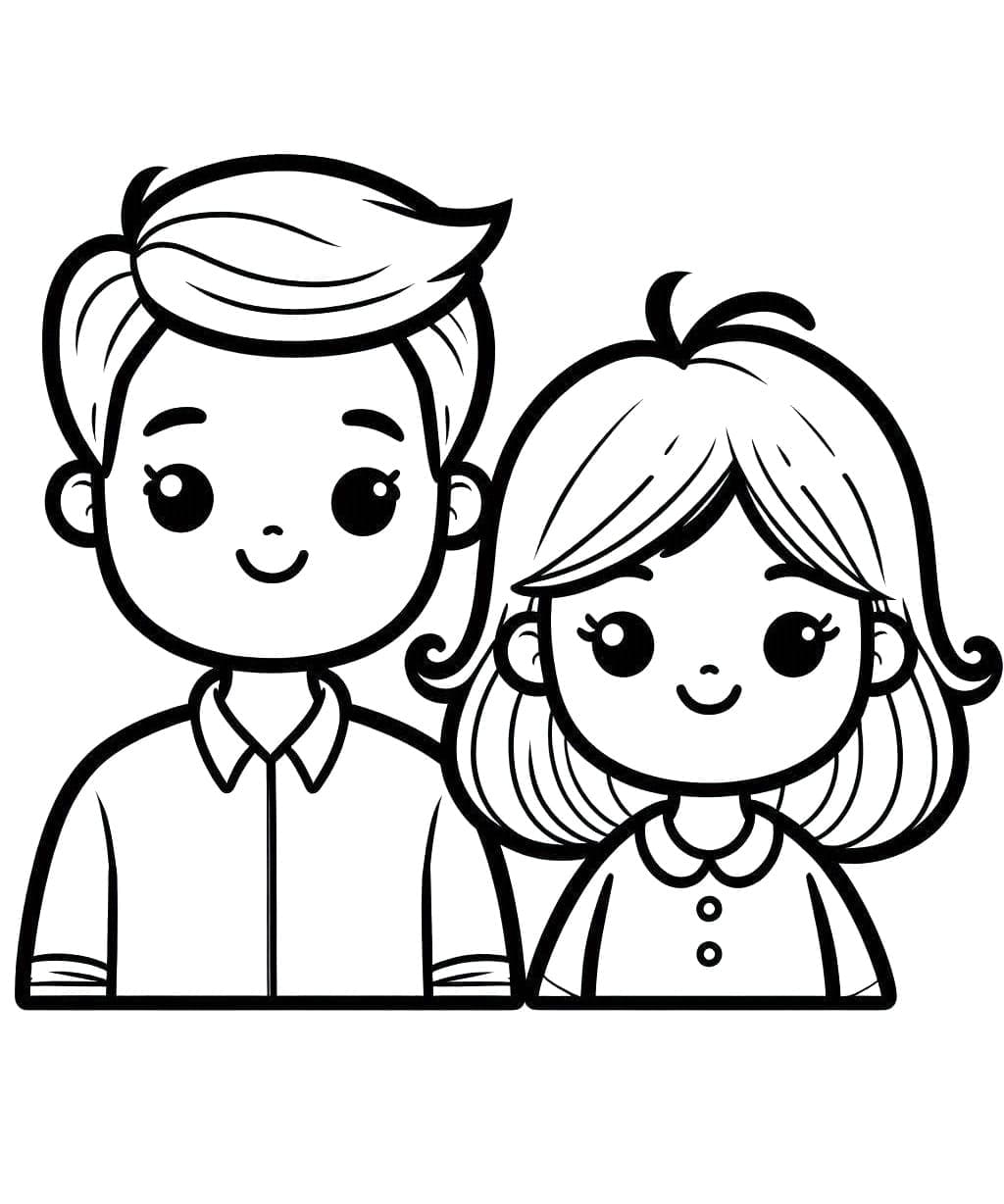Illustration au trait Maman et Papa #217761 de la collection Famille et Amis à colorier gratuitement