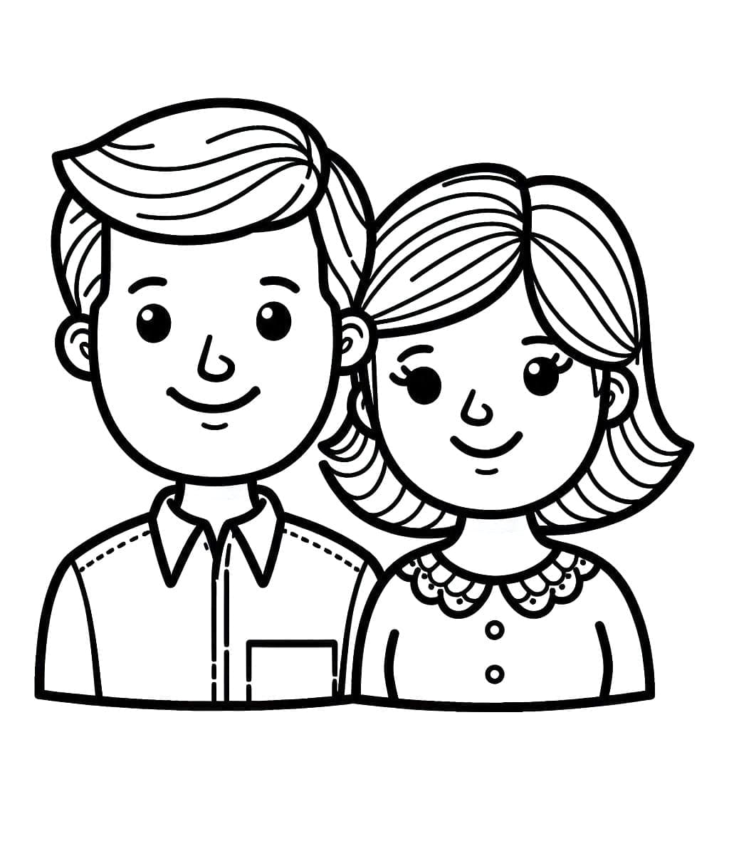 Coloriage gratuit Maman et Papa #217769 de la collection Famille et Amis à imprimer