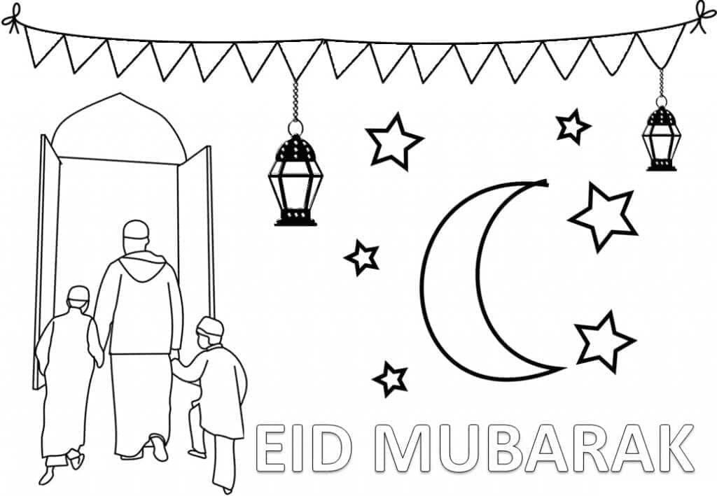 Dessin à colorier: Aïd Moubarak (Eid Mubarak) (Fêtes et Célébrations) #194344 - Coloriages à Imprimer Gratuits