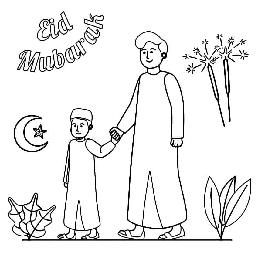 Coloriage gratuit Aïd Moubarak (Eid Mubarak) #194351 de la collection Fêtes et Célébrations à imprimer