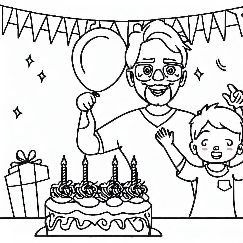 Coloriage gratuit Anniversaire Papa #189987 de la collection Fêtes et Célébrations à imprimer