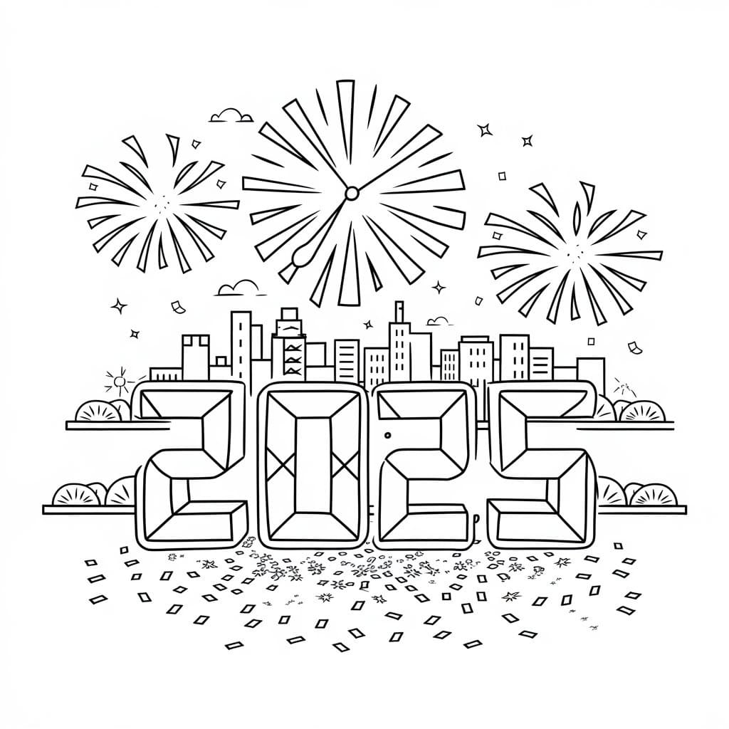 Coloriage gratuit pour enfants et adultes Bonne Année #216574, collection Fêtes et Célébrations