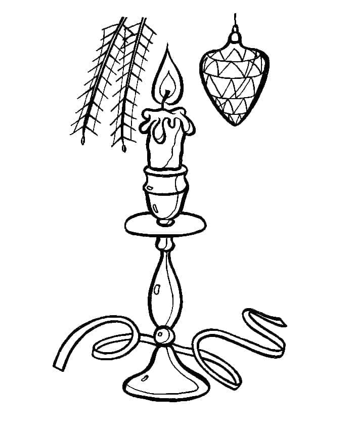 Dessin à colorier Bougie de Noël #199562 issu de la collection Fêtes et Célébrations, prêt à imprimer