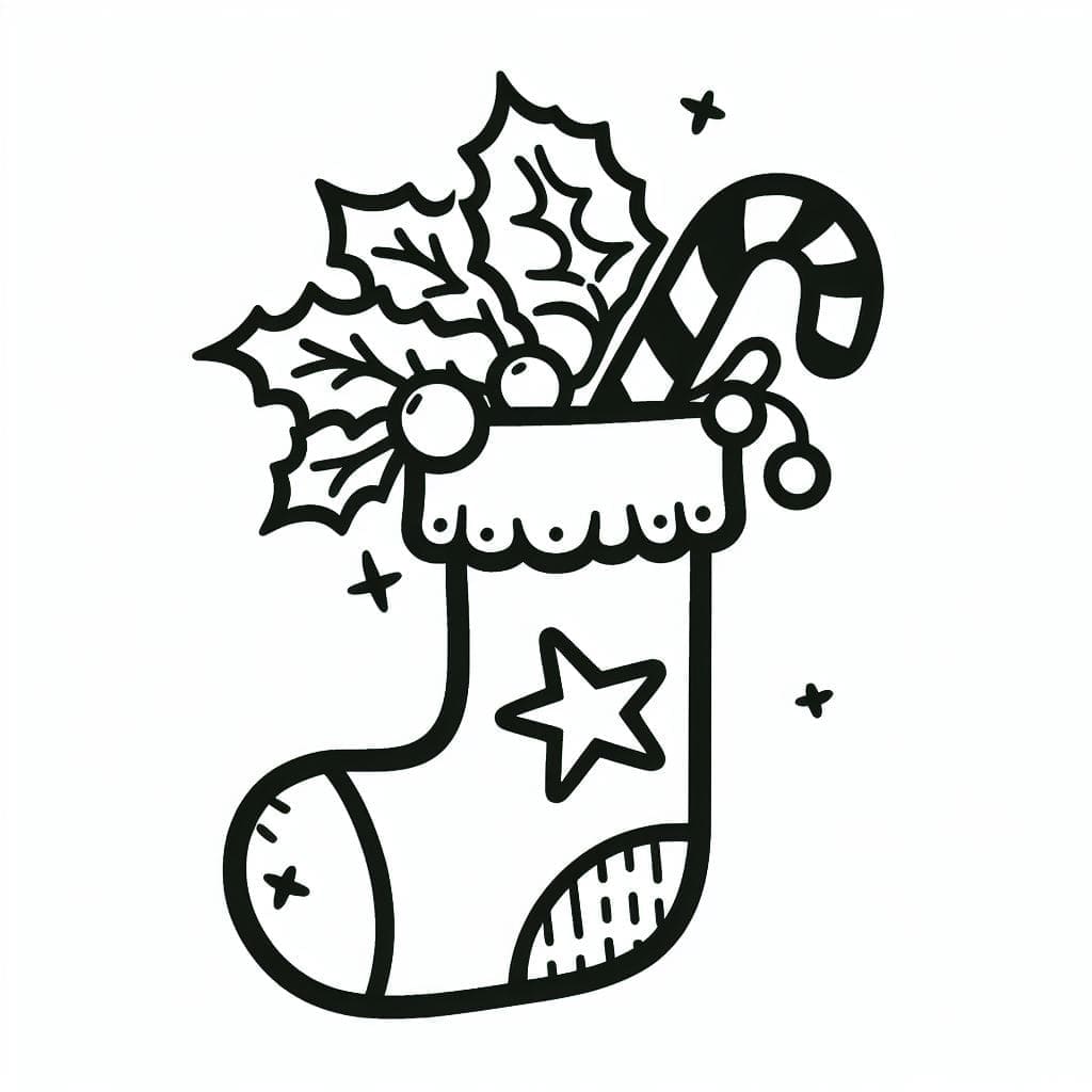 Coloriage gratuit Chaussette De Noël #216613 de la collection Fêtes et Célébrations à imprimer