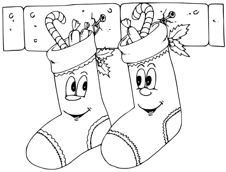 Coloriage gratuit Chaussette De Noël #216619 de la collection Fêtes et Célébrations à imprimer