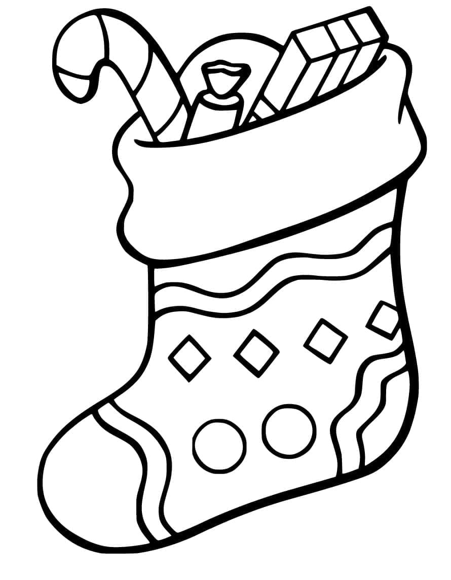 Illustration au trait Chaussette De Noël #216622 de la collection Fêtes et Célébrations à colorier gratuitement