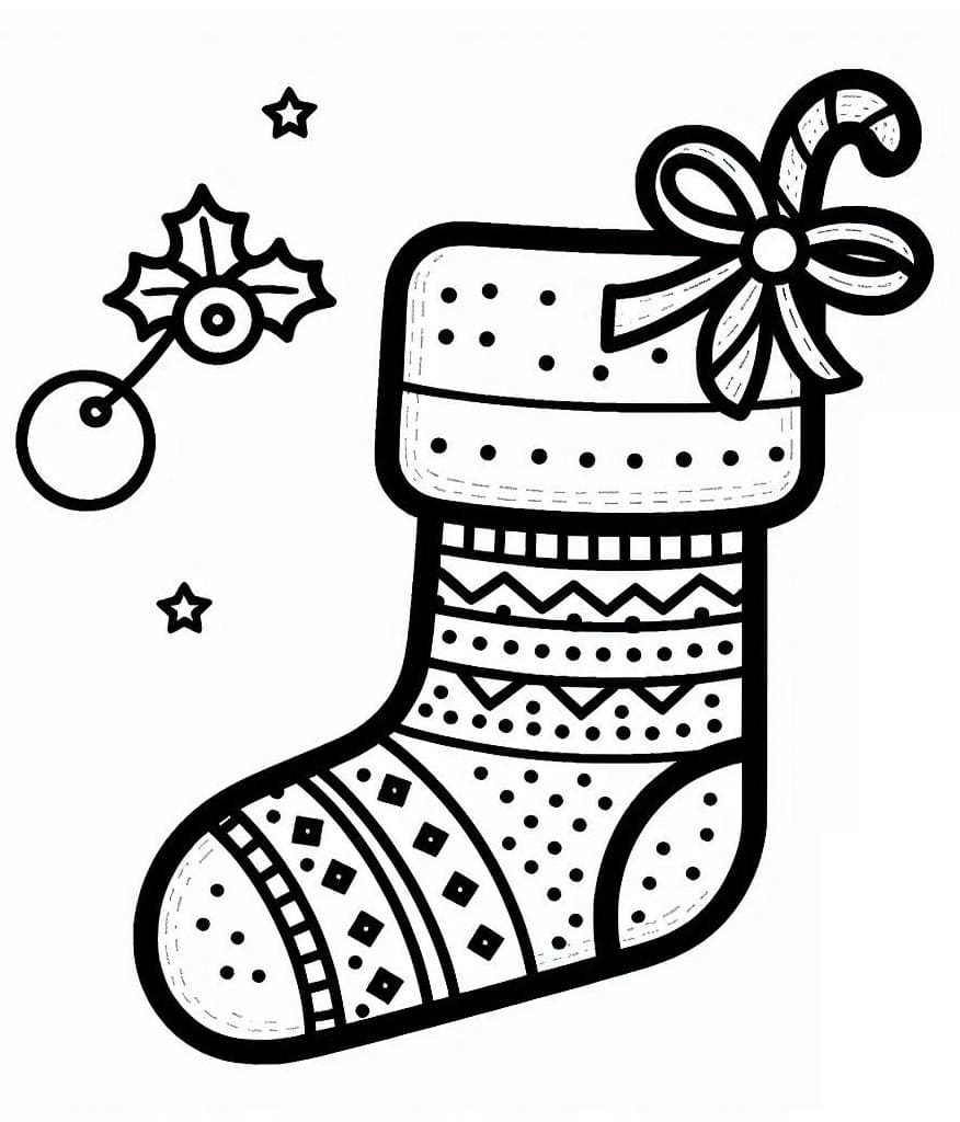 Coloriage gratuit Chaussette De Noël #216639 de la collection Fêtes et Célébrations à imprimer