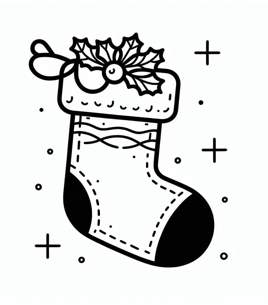 Coloriage gratuit Chaussette De Noël #216640 de la collection Fêtes et Célébrations à imprimer