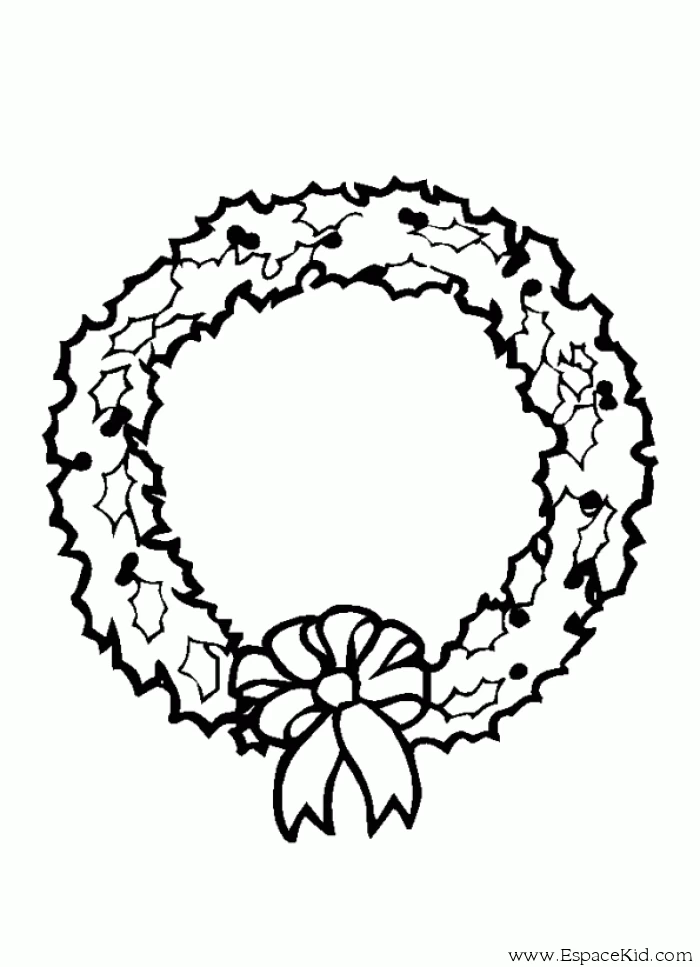 Joli coloriage Couronne de Noël #169336 de la collection Fêtes et Célébrations, prêt à imprimer pour petits et grands