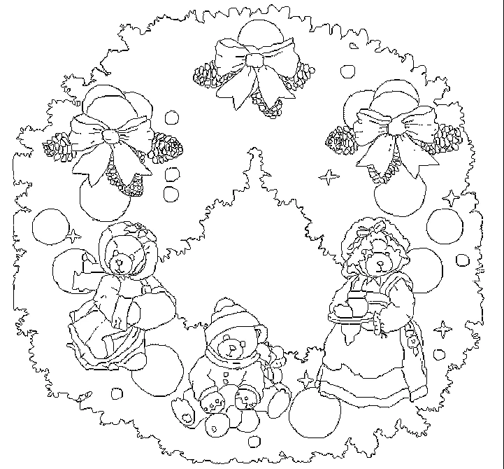 Coloriage gratuit Couronne de Noël #169375 de la collection Fêtes et Célébrations à imprimer