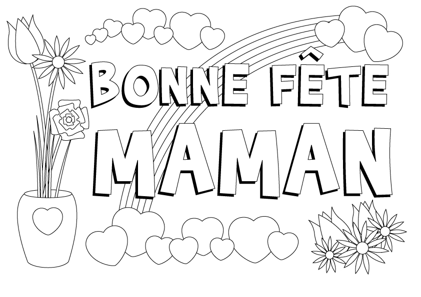 Dessin à colorier: Fête des Mères (Fêtes et Célébrations) #129853 - Coloriages à Imprimer Gratuits