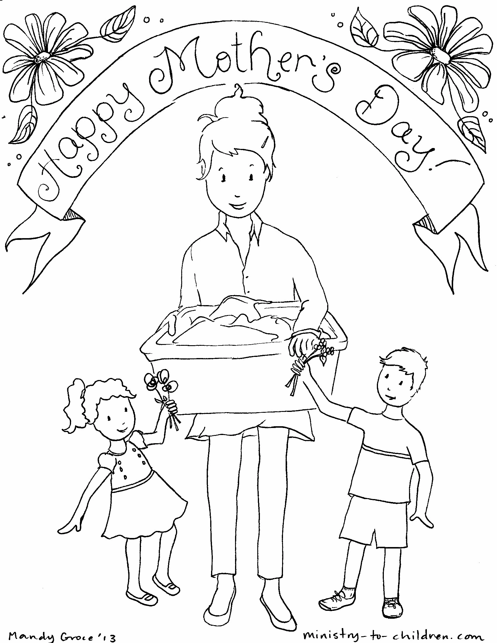 Coloriage à imprimer Fête des Mères #129960 de la série Fêtes et Célébrations, gratuit pour enfants et adultes