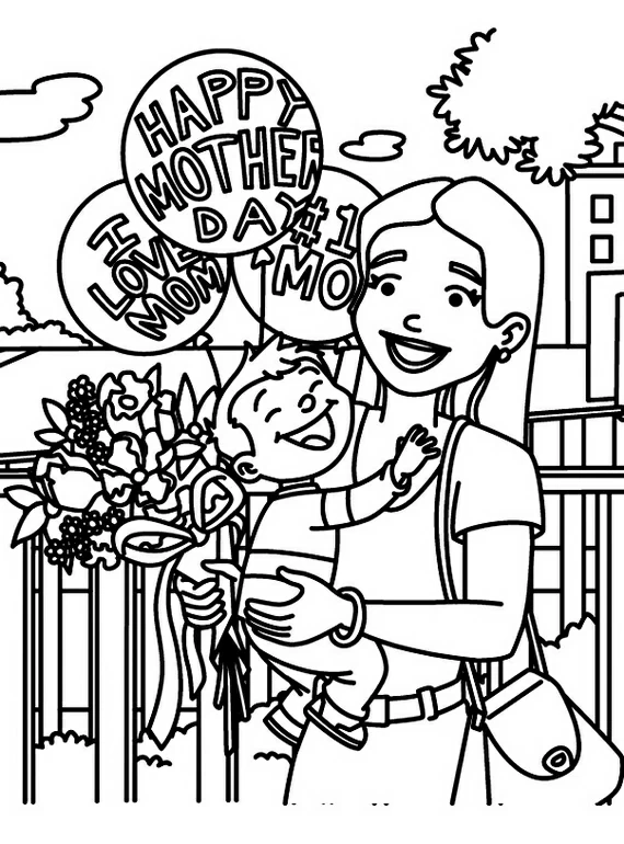 Coloriage gratuit Fête des Mères #130004 de la collection Fêtes et Célébrations à imprimer