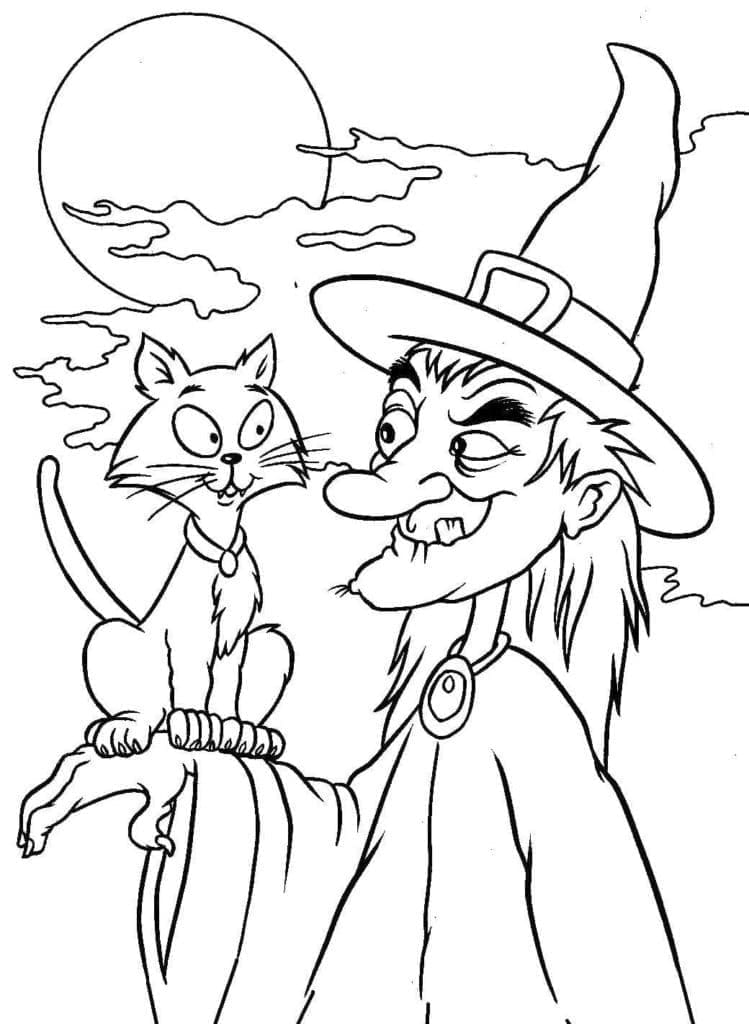 Dessin Halloween Sorciere #200294 à colorier de la série Fêtes et Célébrations, gratuit à télécharger et imprimer