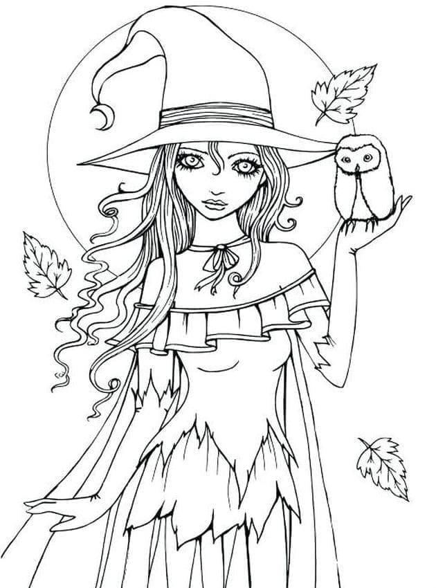 Coloriage gratuit Halloween Sorciere #200312 de la collection Fêtes et Célébrations à imprimer