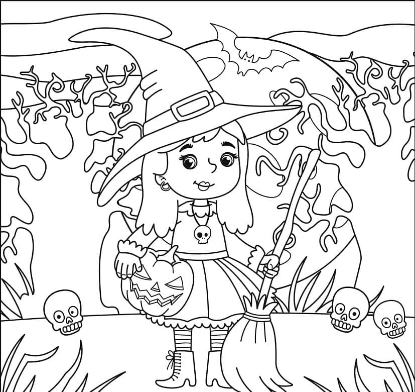 Dessin à colorier: Halloween Sorciere (Fêtes et Célébrations) #200319 - Coloriages à Imprimer Gratuits