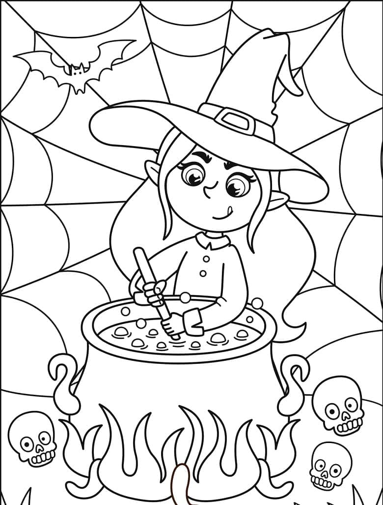 Coloriage gratuit Halloween Sorciere #200328 de la collection Fêtes et Célébrations à imprimer