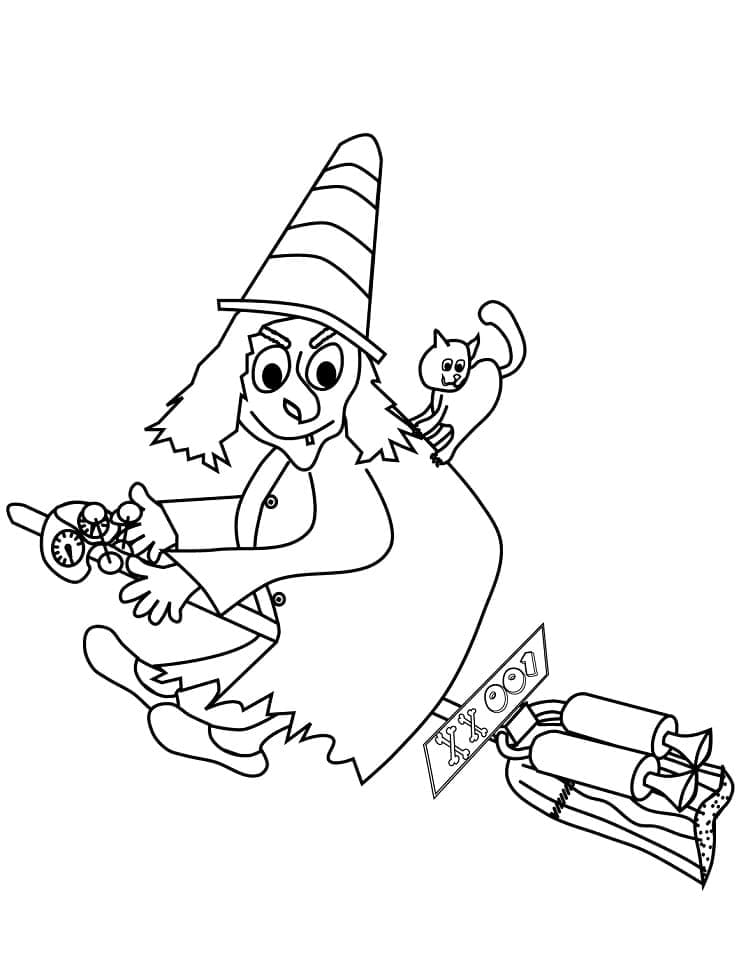 Dessin à colorier Halloween Sorciere #200333 issu de la collection Fêtes et Célébrations, prêt à imprimer