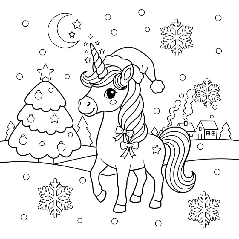 Coloriage gratuit Licorne de Noël #222210 de la collection Fêtes et Célébrations à imprimer Coloriage gratuit Licorne de Noël #222210 de la collection Fêtes et Célébrations à imprimer