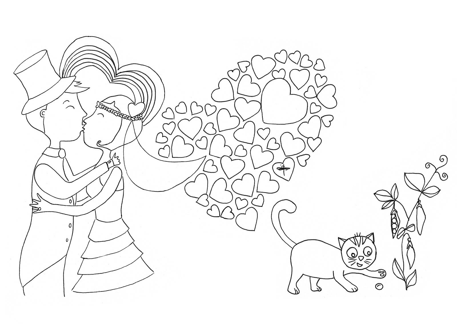Coloriage gratuit Mariage #55956 de la collection Fêtes et Célébrations à imprimer
