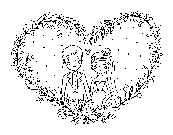 Dessin à colorier: Mariage (Fêtes et Célébrations) #56259 - Coloriages à Imprimer Gratuits