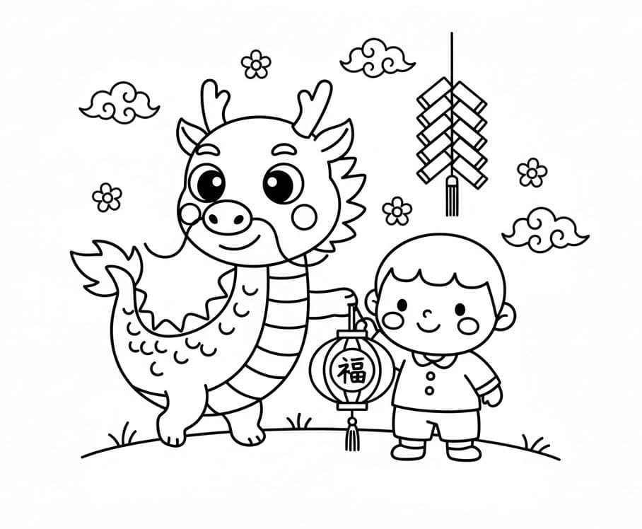 Coloriage gratuit Nouvel An Chinois #221745 de la collection Fêtes et Célébrations à imprimer