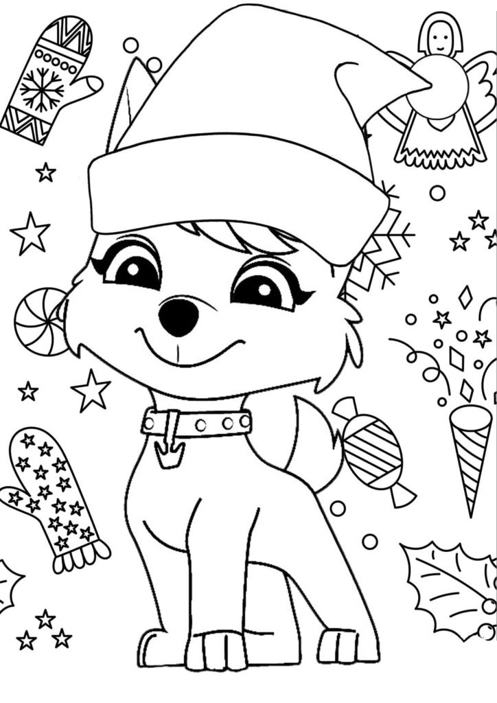Dessin à colorier Pat Patrouille Noël #204270 issu de la collection Fêtes et Célébrations, prêt à imprimer