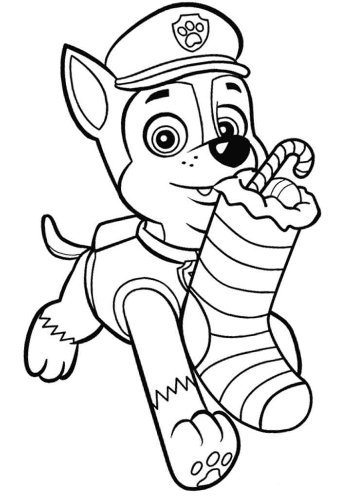 Coloriage gratuit Pat Patrouille Noël #204282 de la collection Fêtes et Célébrations à imprimer