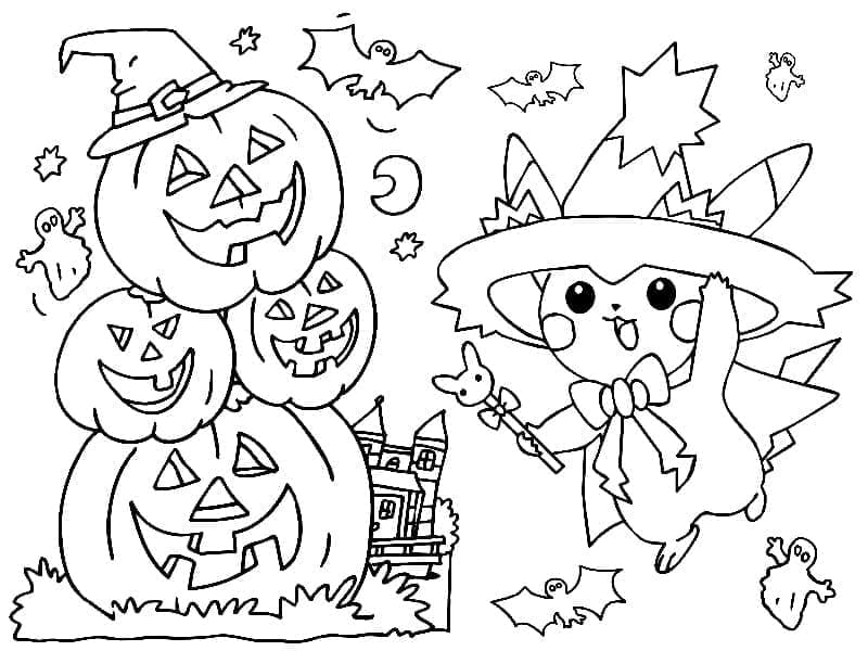Coloriage gratuit Pokémon Halloween #203913 de la collection Fêtes et Célébrations à imprimer
