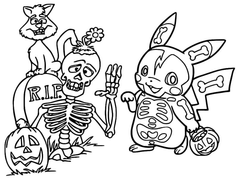 Coloriage gratuit Pokémon Halloween #203934 de la collection Fêtes et Célébrations à imprimer