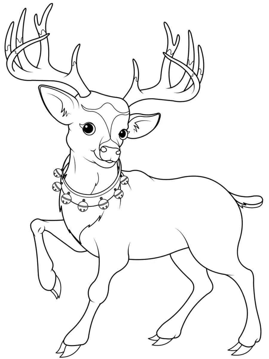 Coloriage imprimable Renne de Noël #215764 de la collection Fêtes et Célébrations à colorier aux crayons