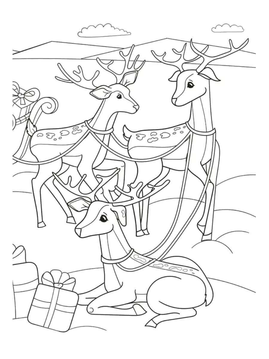 Coloriage gratuit Renne de Noël #215778 de la collection Fêtes et Célébrations à imprimer