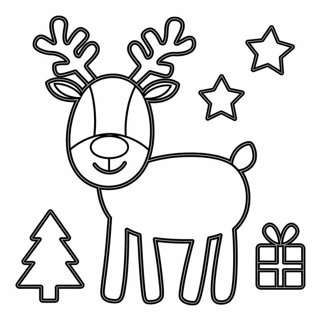 Coloriage imprimable Renne de Noël #215798 de la collection Fêtes et Célébrations à colorier aux crayons