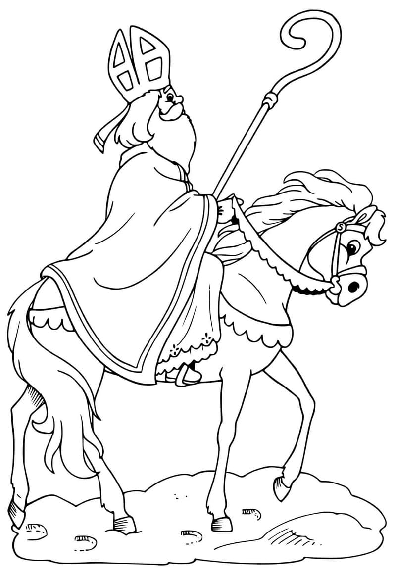 Coloriage Saint Nicolas #180920 à imprimer gratuitement, extrait de la collection Fêtes et Célébrations