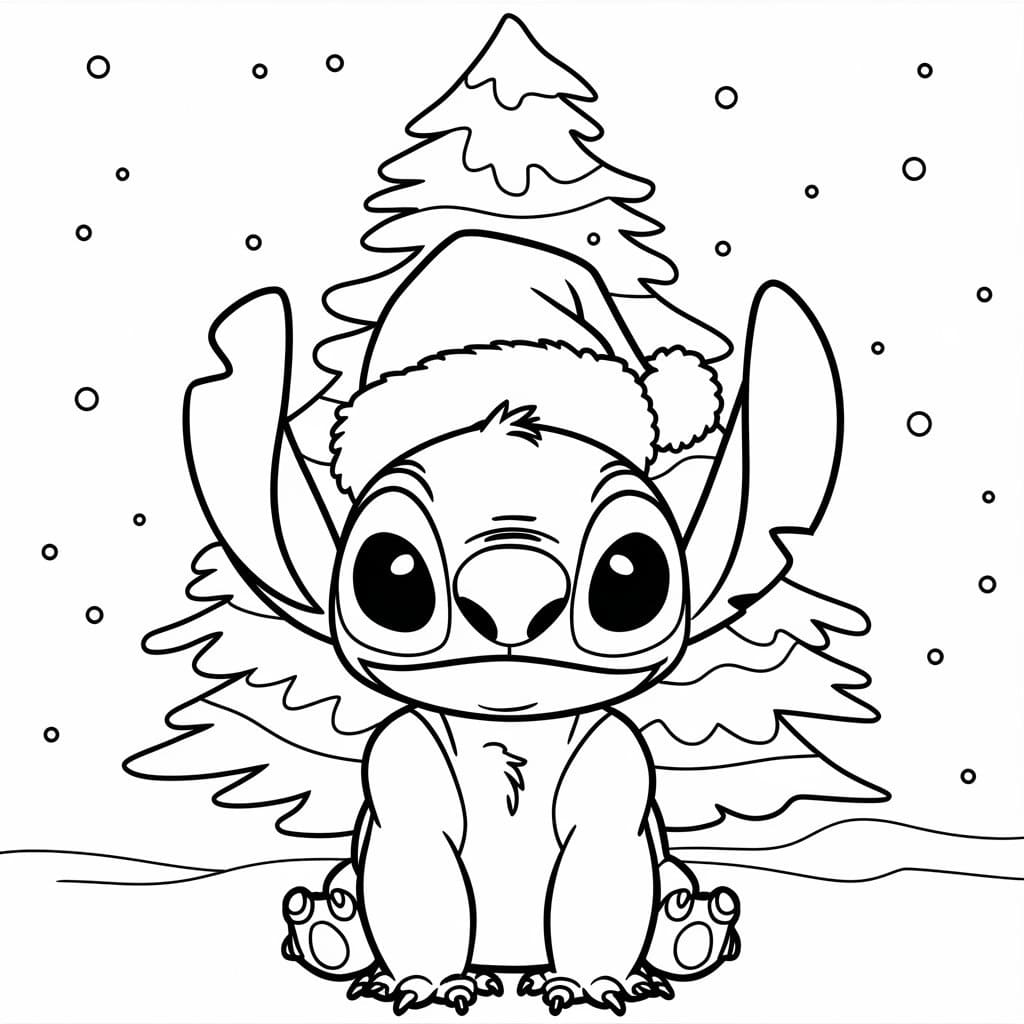 Coloriage gratuit Stitch Noël #216975 de la collection Fêtes et Célébrations à imprimer