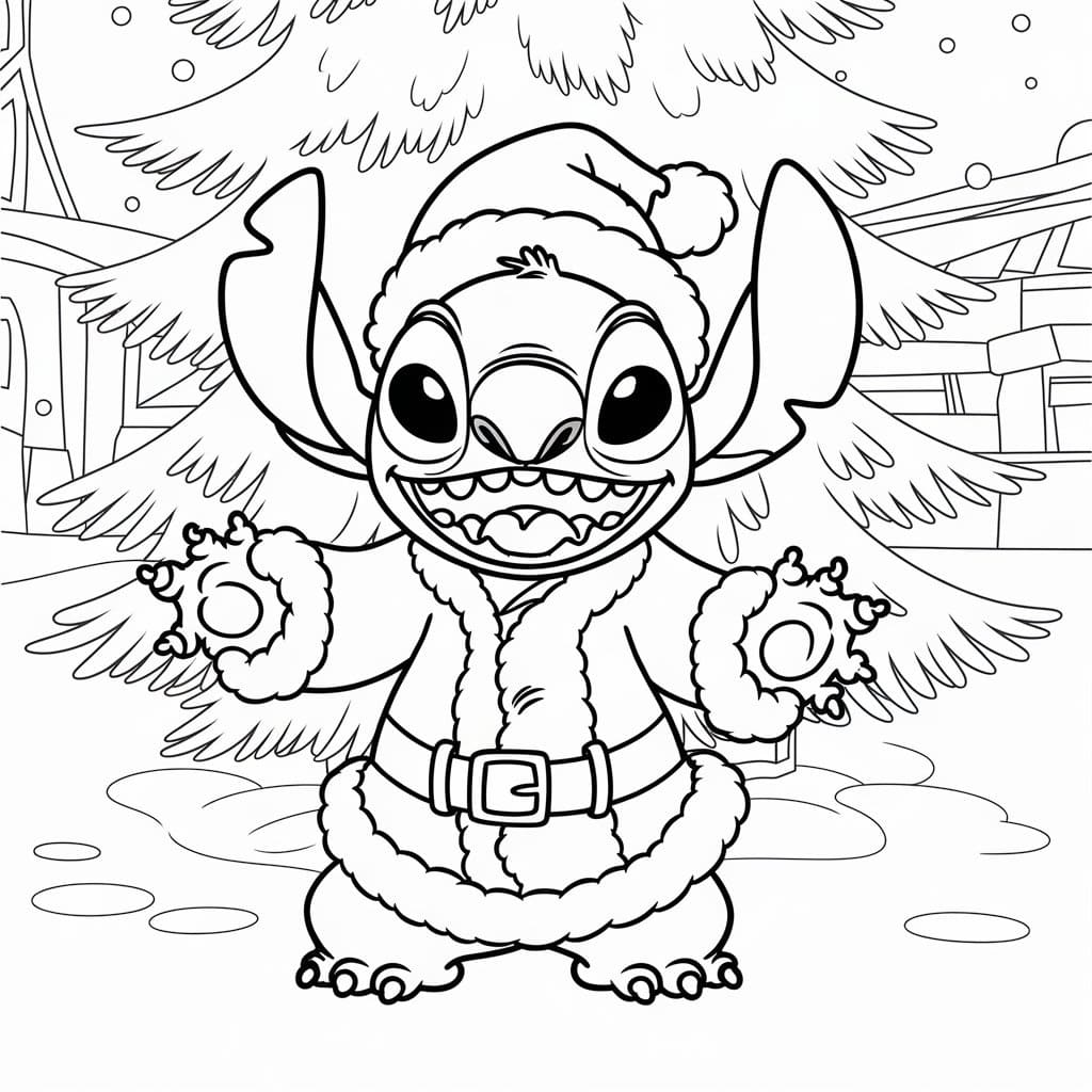 Coloriage gratuit Stitch Noël #216977 de la collection Fêtes et Célébrations à imprimer