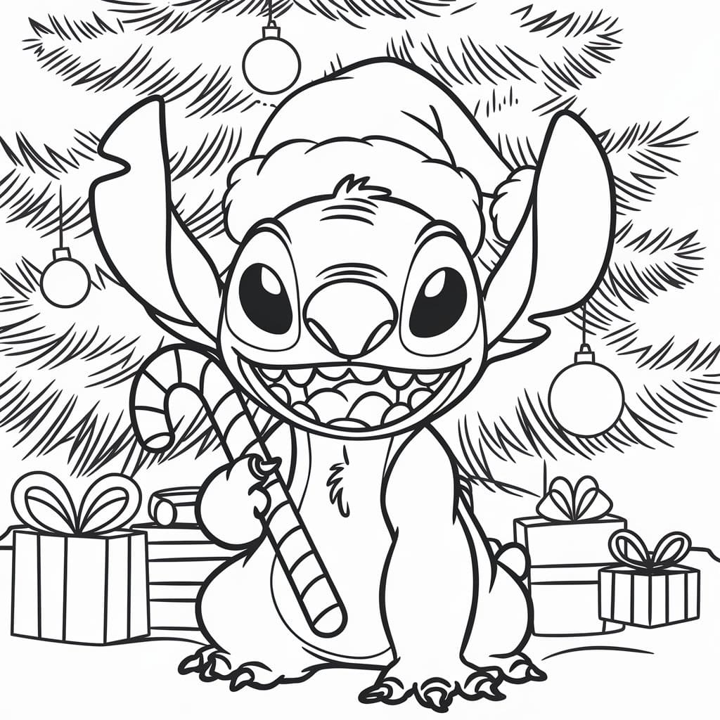 Coloriage gratuit Stitch Noël #216979 de la collection Fêtes et Célébrations à imprimer