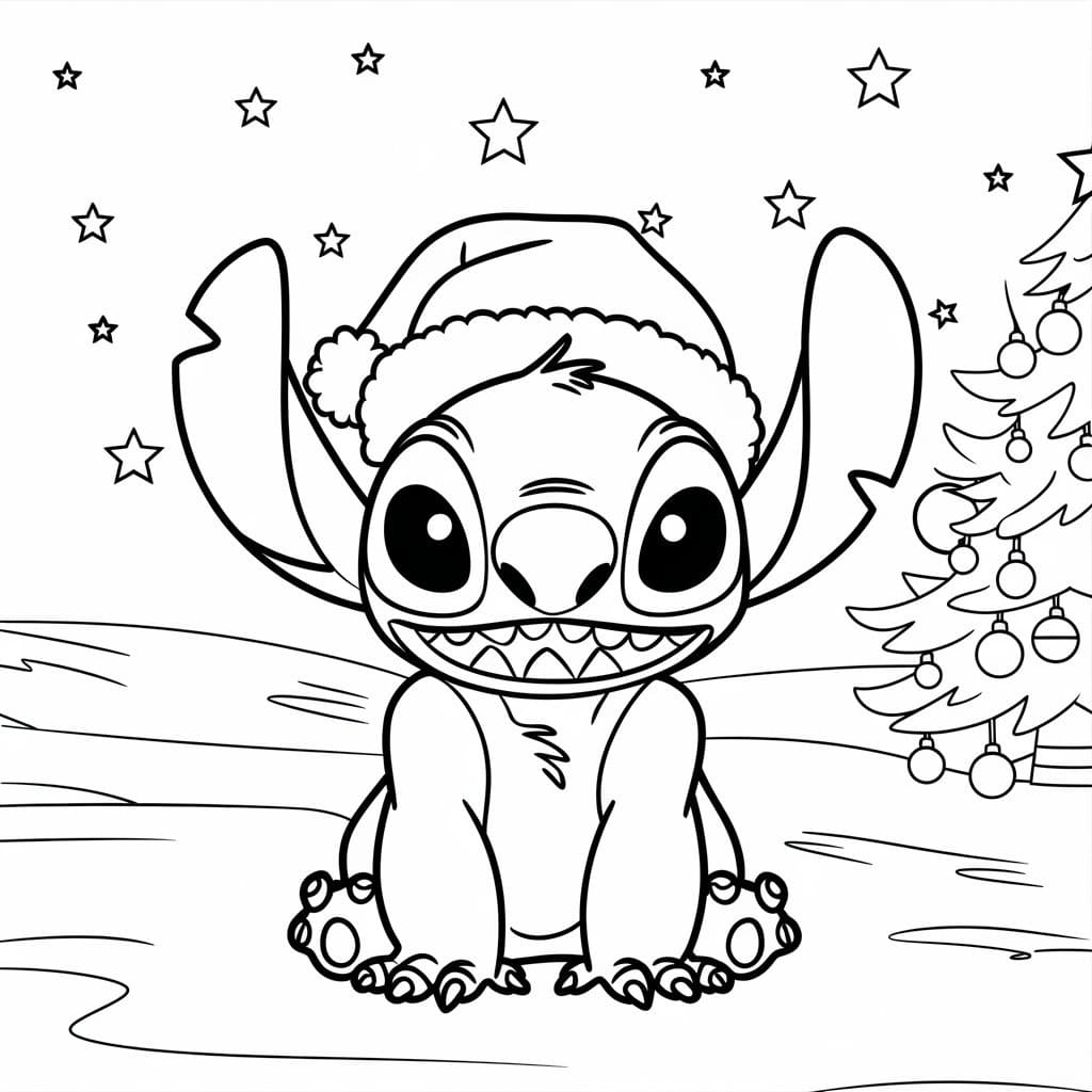 Coloriage gratuit Stitch Noël #216982 de la collection Fêtes et Célébrations à imprimer